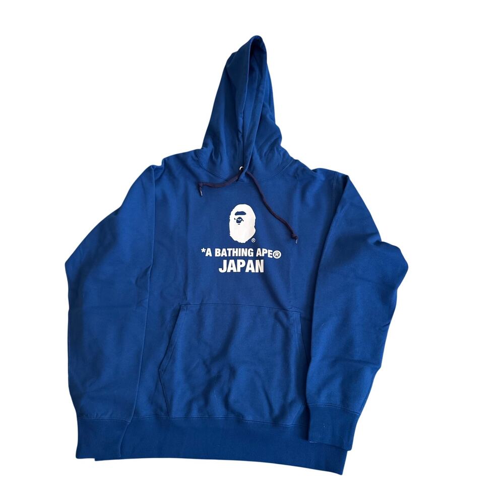 BAPE Japan College Pullover Hoodie Royal Blue 2XL Ape Head Back Print